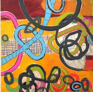 "Pandora's Box Redux Metamorphosed," Susan Finsen; Mixed Media on Panel, $1800