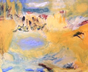"Vernal Pool #2," 2019, Acrylic on yupo paper, 10" x 13", framed to 16" x 20", $750