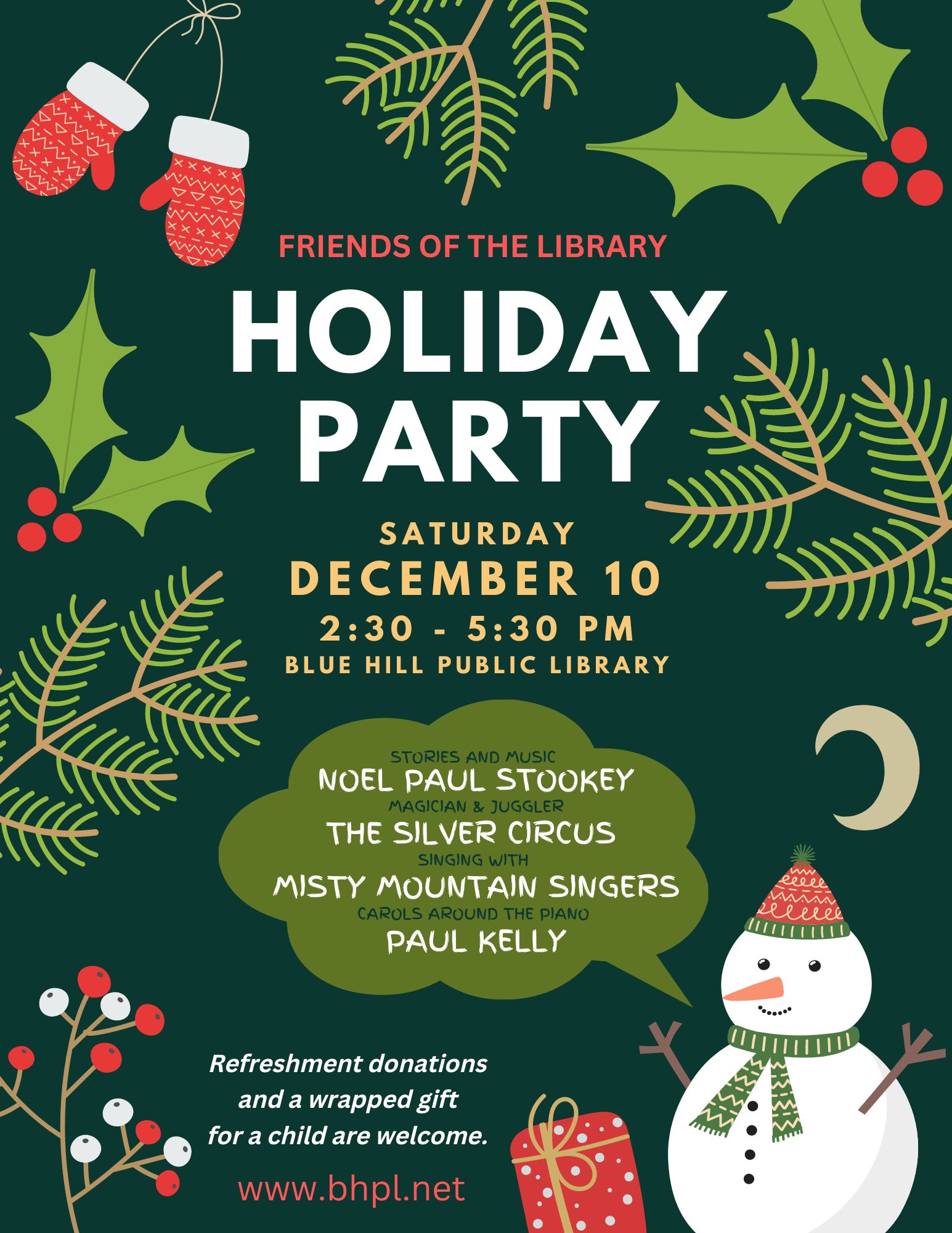 2022_FOL_Holiday_Party_Flyer_image Blue Hill Public Library